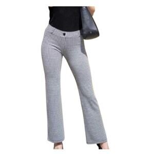 Betabrand Womens Yoga Pants Flare Black and White Gingham Size Medium Long